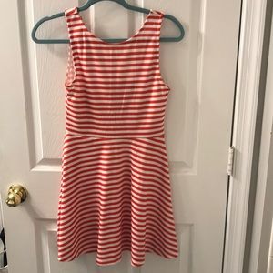White and orange striped dress